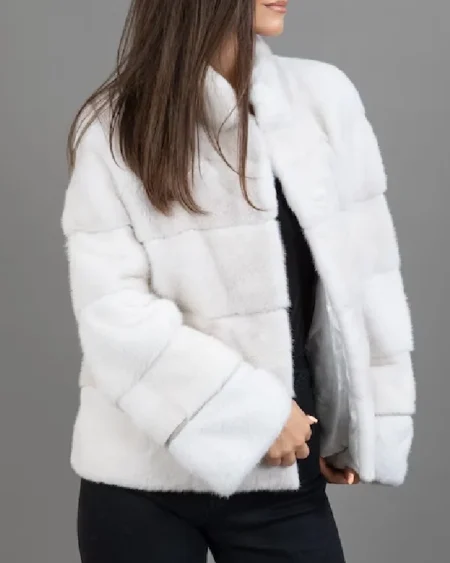 White Short Mink Fur Jacket