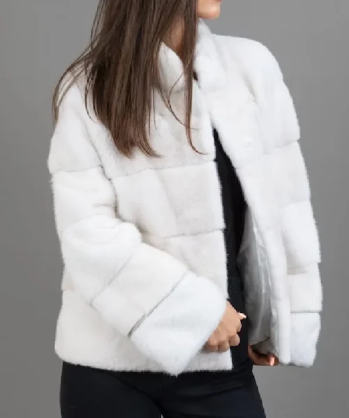 White Short Mink Fur Jacket
