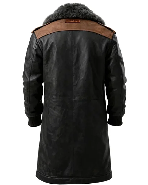 Winter Essential Longline Aviator Jacket with Detachable Fur Collar back