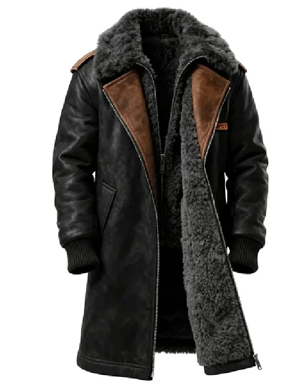 Winter Essential Longline Aviator Jacket with Detachable Fur Collar sale