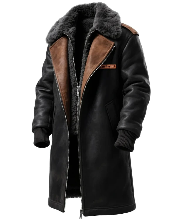 Winter Essential Longline Aviator Jacket with Detachable Fur Collar