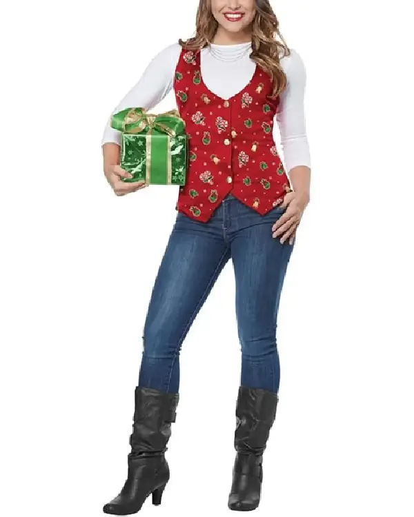 Women Red Christmas Holiday Vest
