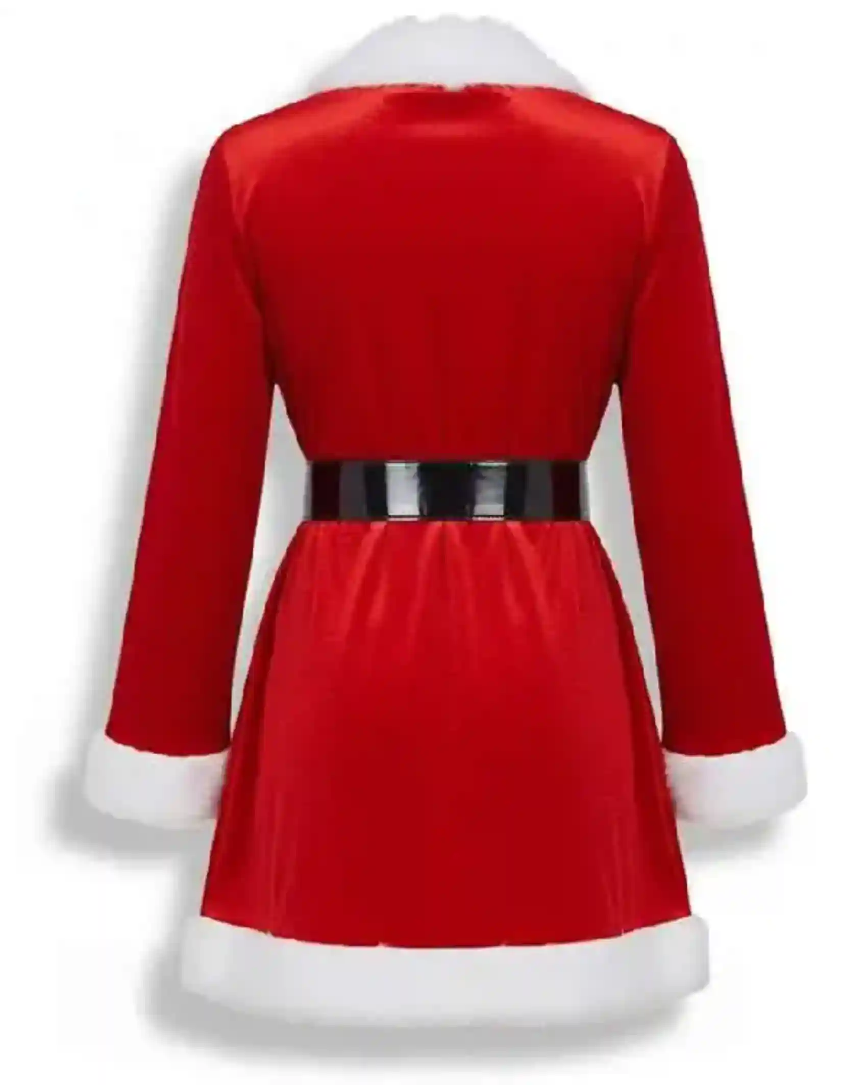 Women Red Velvet Santa Claus Costume Robe for Christmas