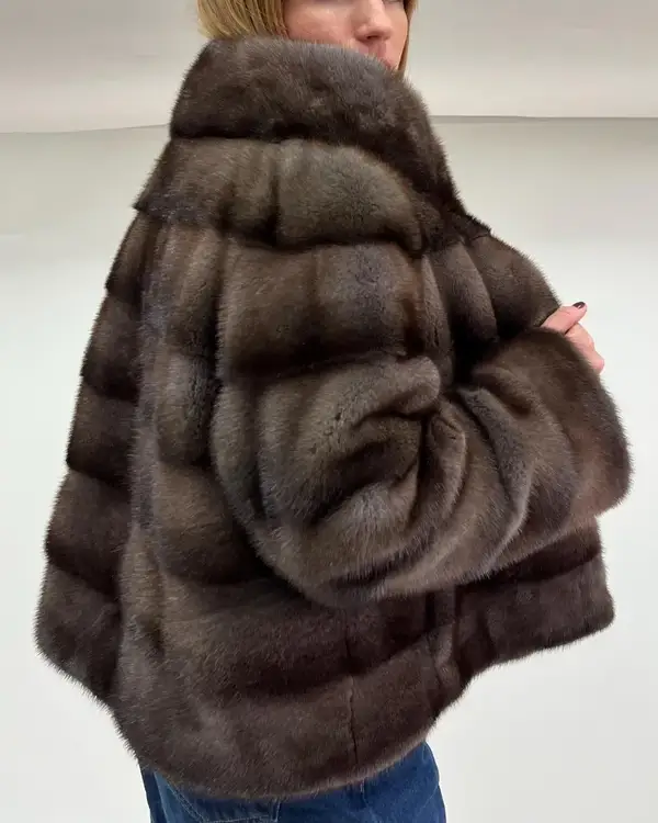 Womens Brown Mink Fur Jacket_