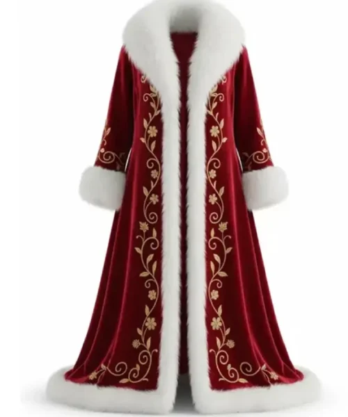Womens Christmas Red Velvet Fur Cloak