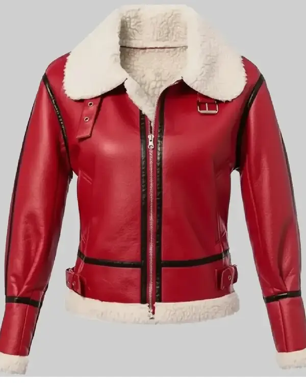 Womens Christmas Shearling Aviator Jacket
