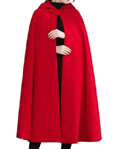 Women’s Red Hooded Wool Cloak