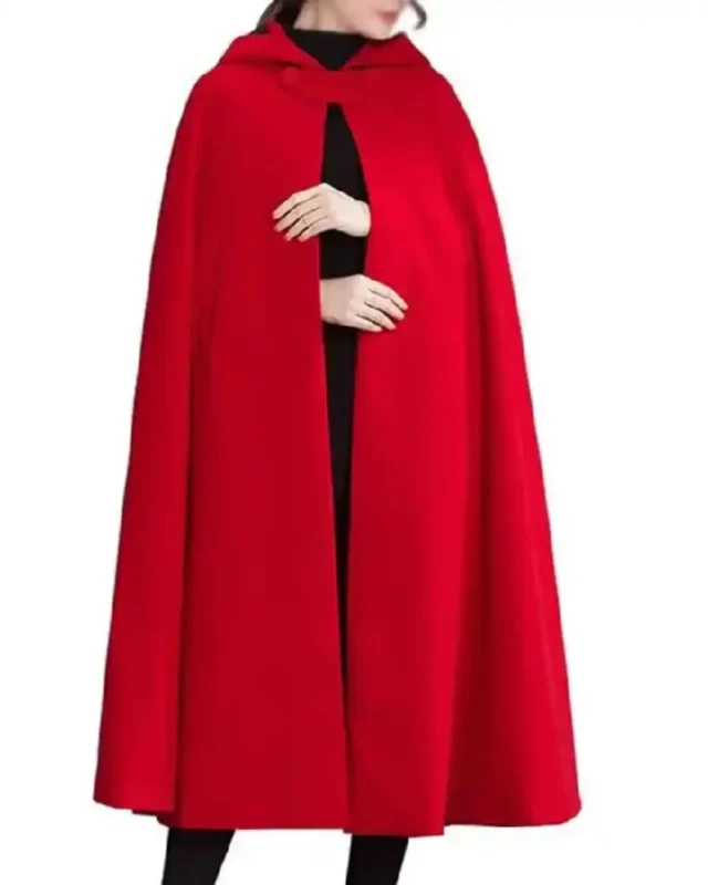 Women’s Red Hooded Wool Cloak