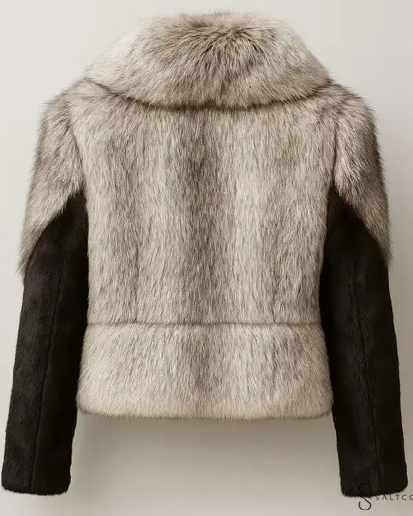 Women's Warm Grey Mink Fur Hooded Jacket