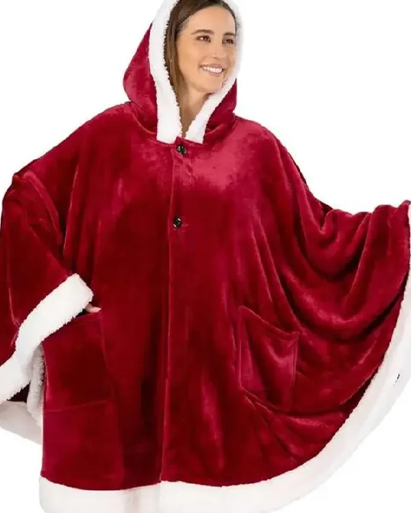 Wrap Up Warm & Festive With This Red Hooded Christmas Poncho