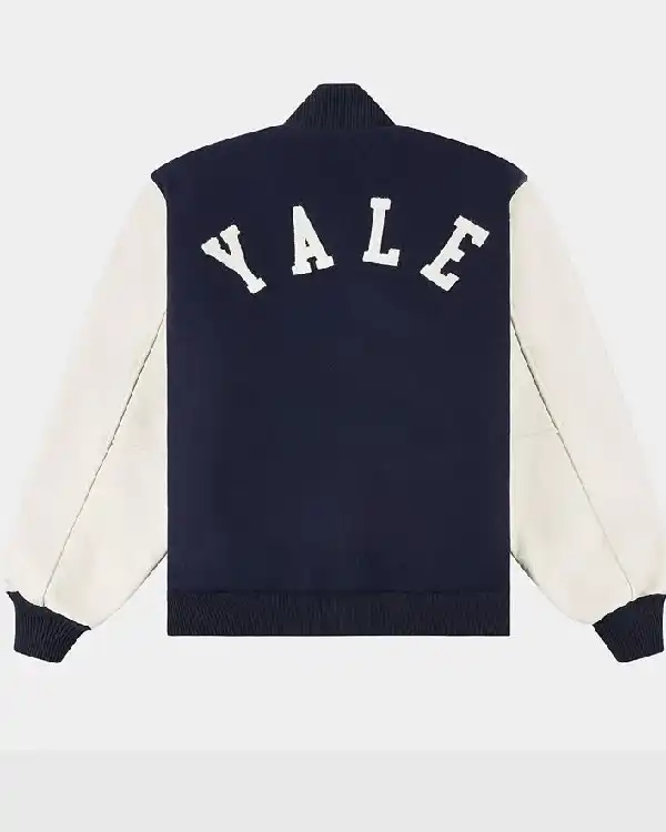 Yale University Navy and White Varsity Wool_Leather Jacket