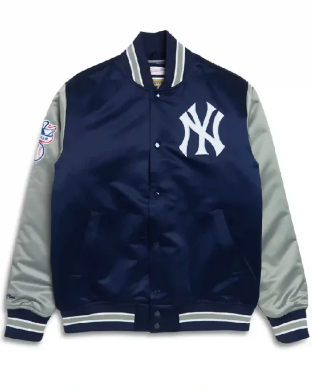 Yankees Navy And Grey Satin Jacket
