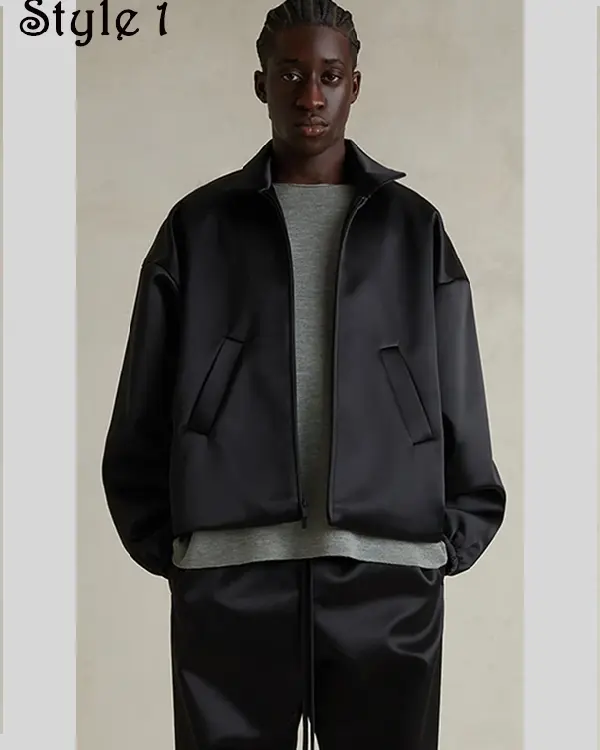 Zing Apparel Fear Of God Bomber Black Zip-Up Jacket Sale Style 01