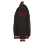chicago bulls black full snap varsity jacket