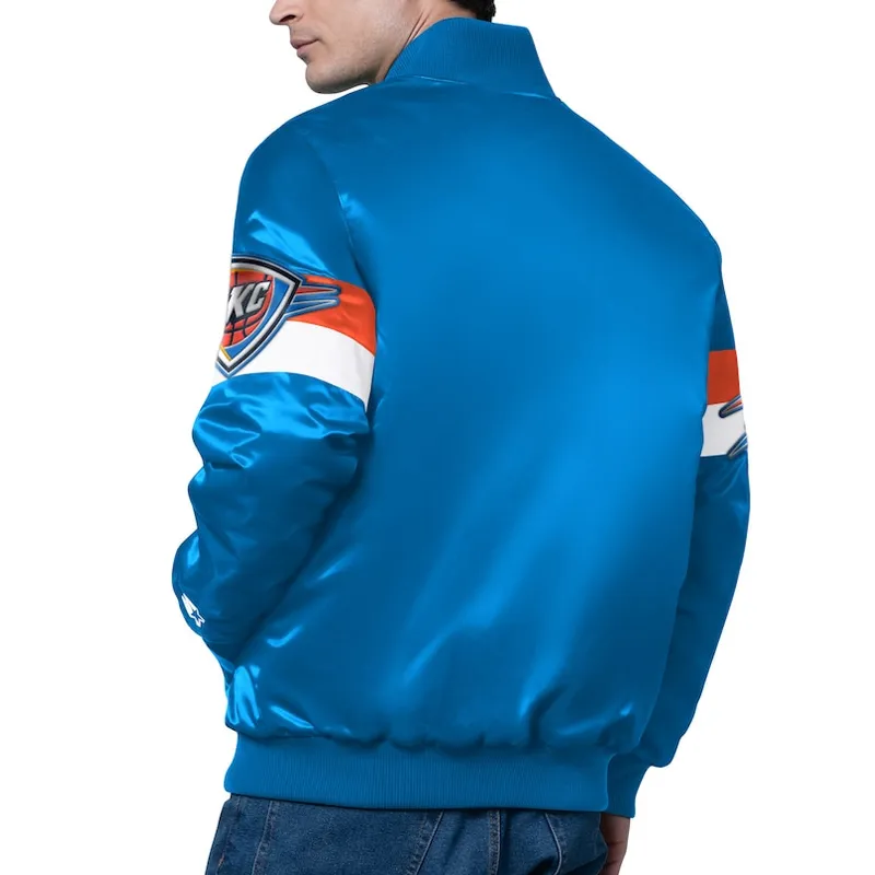 oklahoma city thunder triple option varsity satin jacket