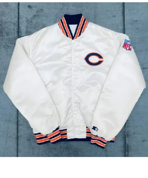 Order 1980s Chicago Bears Cream Bomber Jacket On Sale