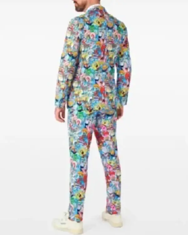2 Piece Spongebob Frenzy Multicolor Mens Suit