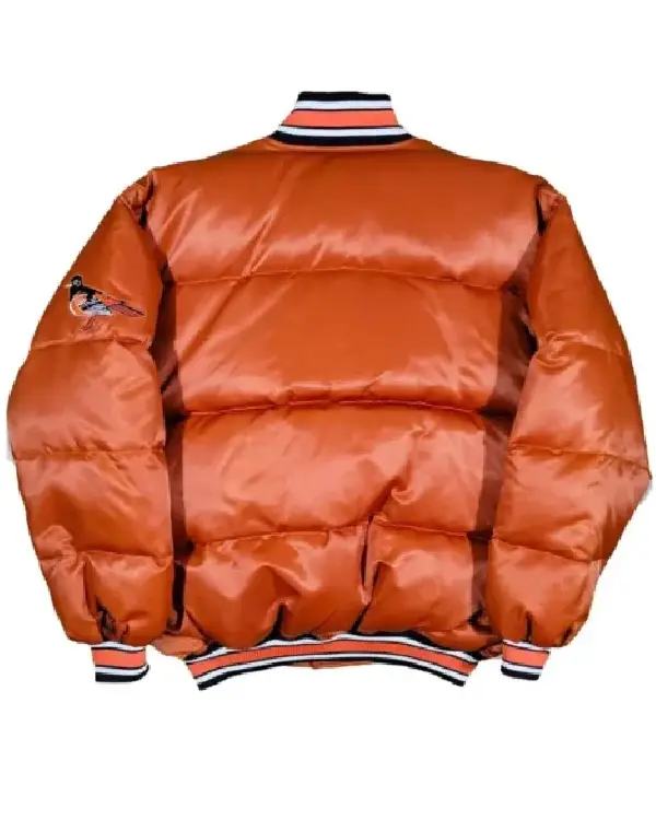 90’s Baltimore Orioles Orange Satin Puffer Jacket sale