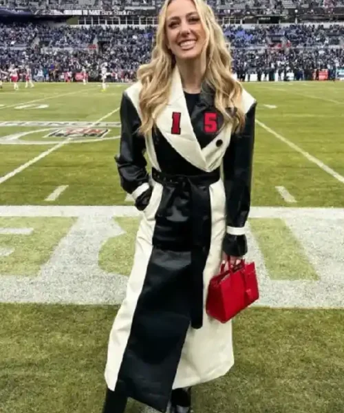 AFC Championship Brittany Mahomes Chiefs Leather Coat