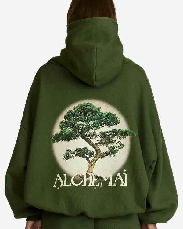 Alchemai Bonsai Green And Brown Pullover Hoodie Sale