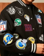 All Team Badges Black Varsity Jacket for ale