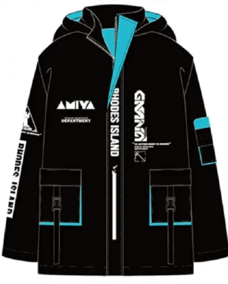 Amiya Arknights Black Hooded Cotton Jacket sale