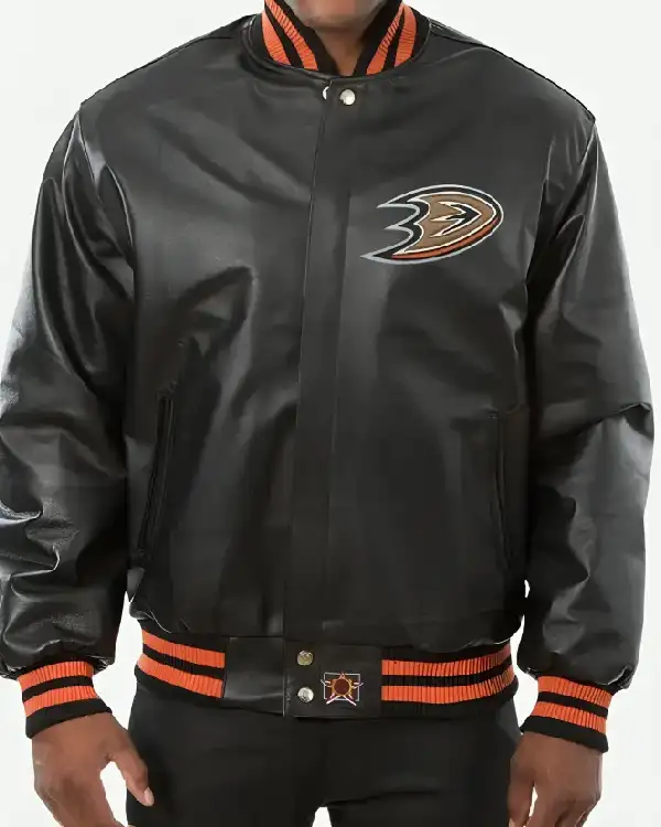 Anaheim Ducks Black Leather Jacket