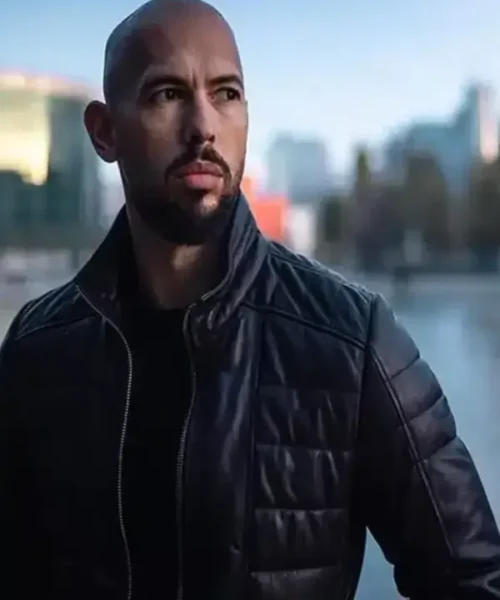 Andrew Tate Black Leather Puffer Jacke