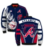 Atlanta Braves Blue and White Bomber Jacket