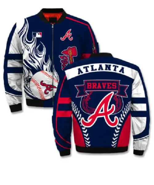 Atlanta Braves Blue and White Bomber Jacket