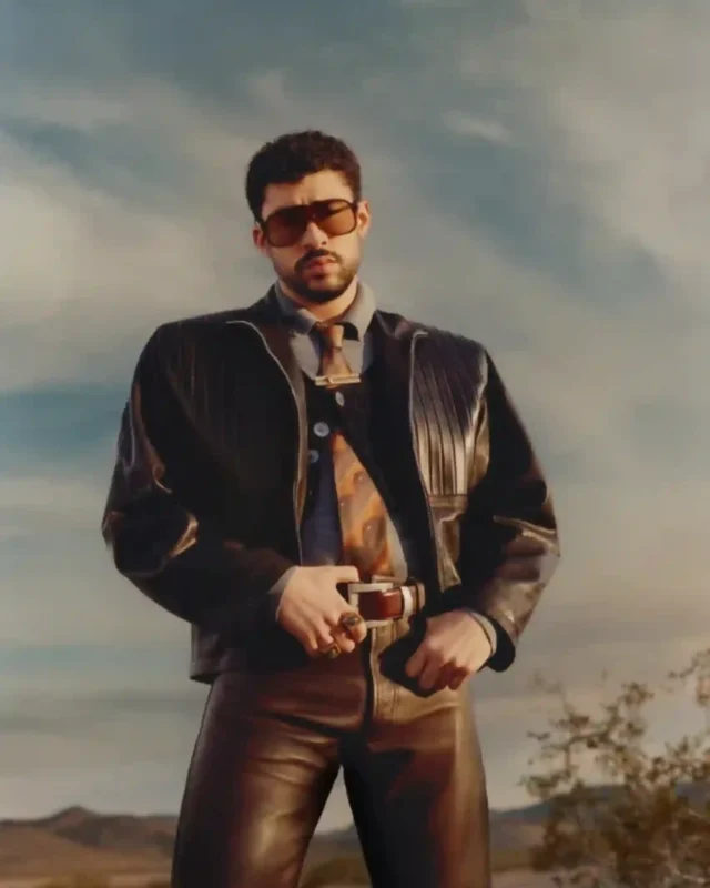 Bad Bunny For Vogue’s December 2025 Leather Jacket