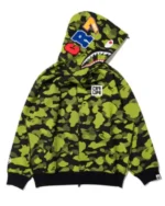 Bape x CR7 Life Logo Relaxed Fit Shark Full Zip Hoodie Greent