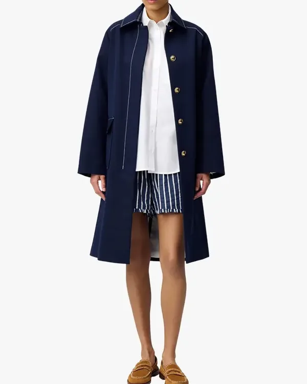 Belted Midi trench Blue coat For Women’s Sale