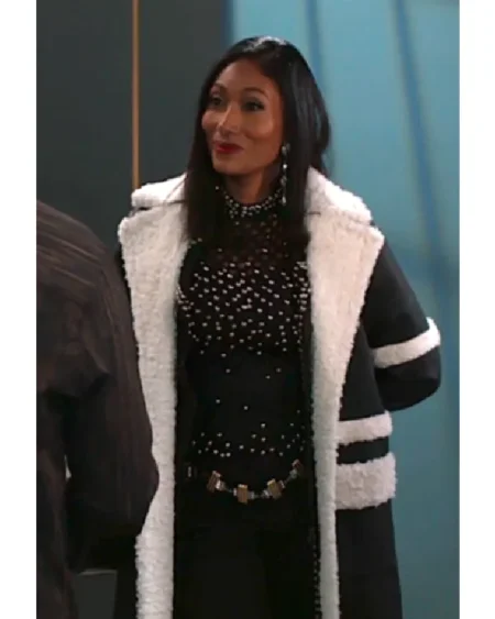 Beyond the Gates 2025 Trisha Mann-Grant Leather Sherpa Trim Trench Coat