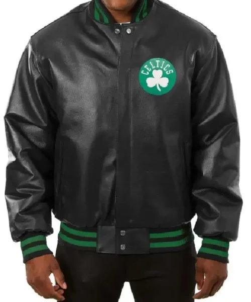 Boston Celtics Black Leather Jacket