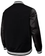 Boston Celtics White Arched Chest Logo & Rib-Knit Striped Cuffs Black Varsity Jacket