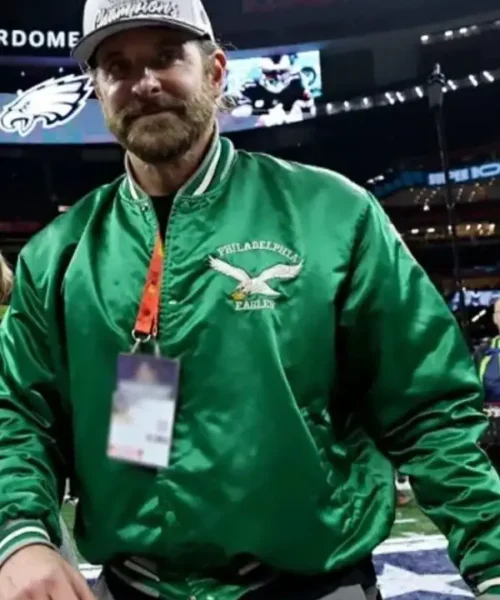 Bradley Cooper 2025 Super Bowl LIX Green Satin Jacket