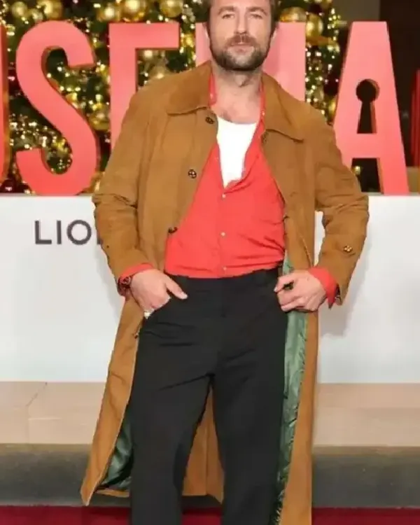 Brandon Sklenar The Housemaid New York Screening Brown Coat