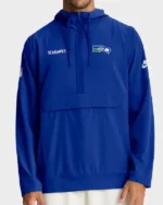 Buy 2025 Mike Macdonald Nike Seattle Seahawks Blue Sideline Anorak Half-Zip Jacket