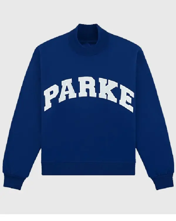 Buy 2025 Parke Holiday Varsity Turtleneck Blue Fleece Sweatshirt Sale