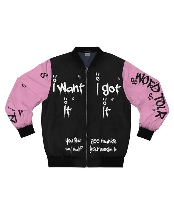 Buy 7 Rings Ariana Grande Bomber Jacket Sale Pink