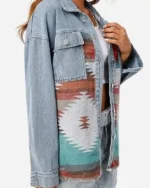 Buy Adelaide Kane TV Series Greys Anatomy Season 22 Jules Millen Aztec Print Denim Jacket