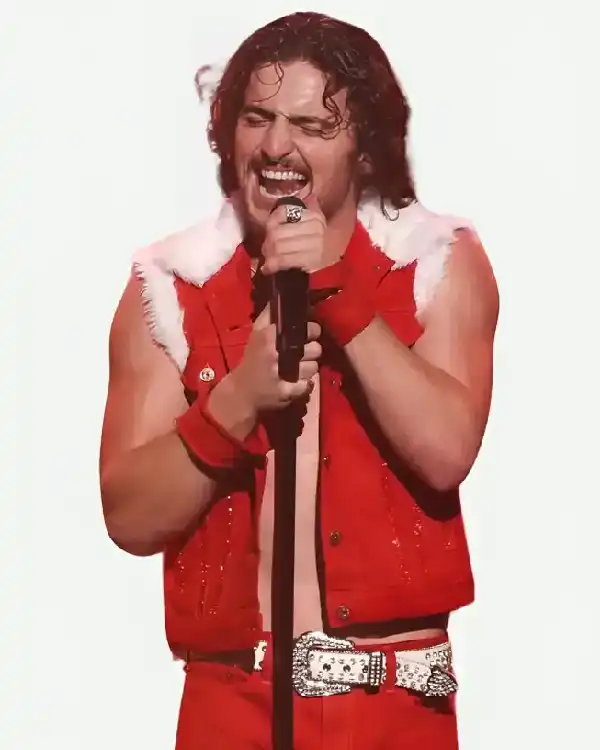 Buy Benson Boone Red Shearling Los Angeles Deer Printed Vest