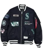 Buy Championship Series Seattle Mariners 2025 Richard Sherman Full-Zip Navy Blue Bomber Jacket