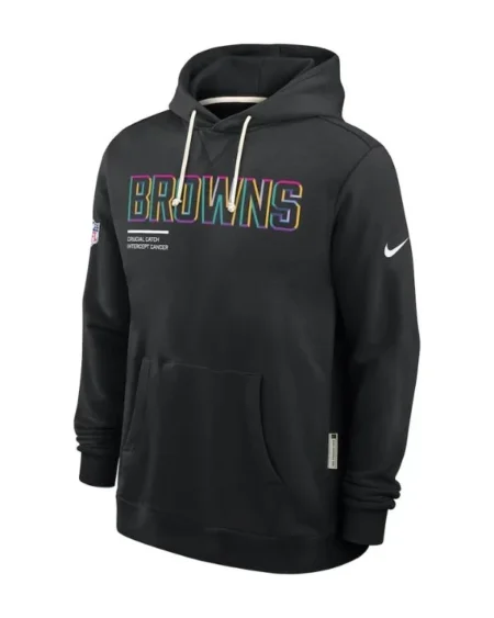 Buy Cleveland Browns Nike Black 2025 NFL Crucial Catch Sideline Standard Issue Dri-FIT Hoodie saleect