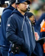 Buy Coach Ben Johnson Chicago Bears 2025 Nike Navy Blue Sideline Bomber Jacket