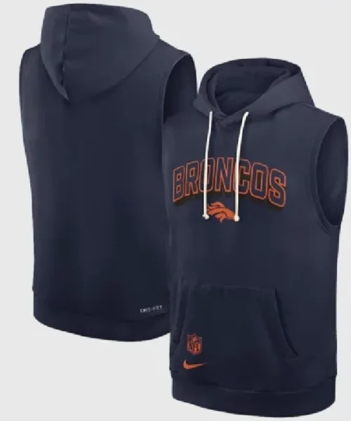 Buy Denver Broncos Nike Navy Blue Sideline Dri-FIT Sleeveless Hoodie