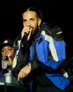 Buy Drake Toronto Concert Cobalt Blue, Black & White Tri-Color Moto Biker Jacket