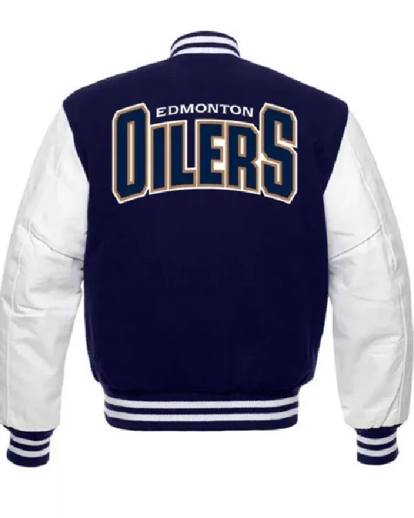 Buy Edmonton Oilers Blue and White Letterman Jacket Sale