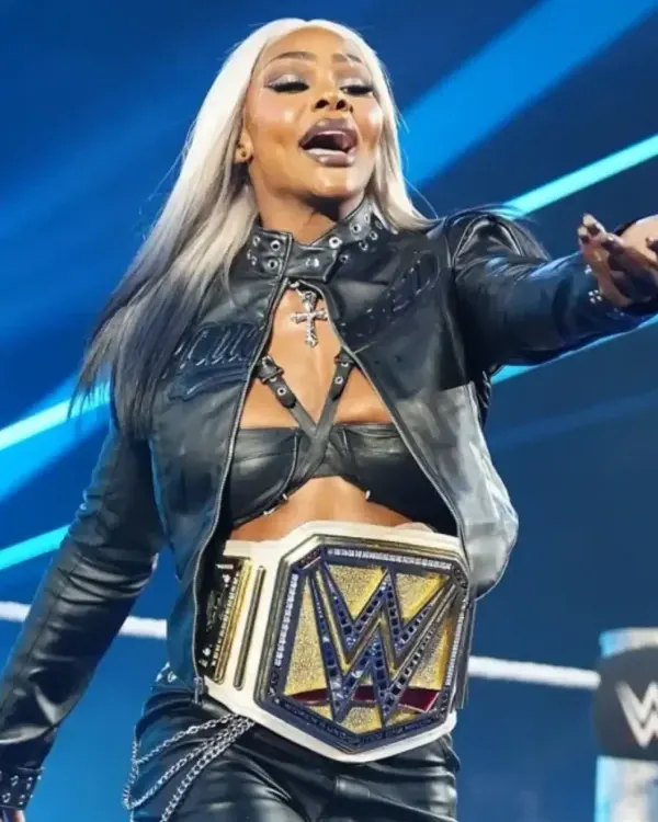 Buy Jade Cargill Smackdown 2025 Black Cropped Leather Jacket